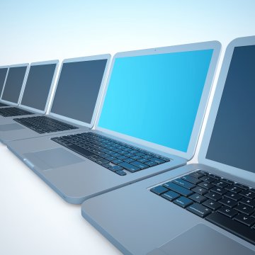 Lineup of laptops on a VPN network