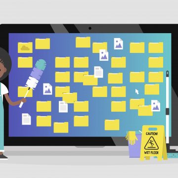 Cartoon of cleaning a computer 