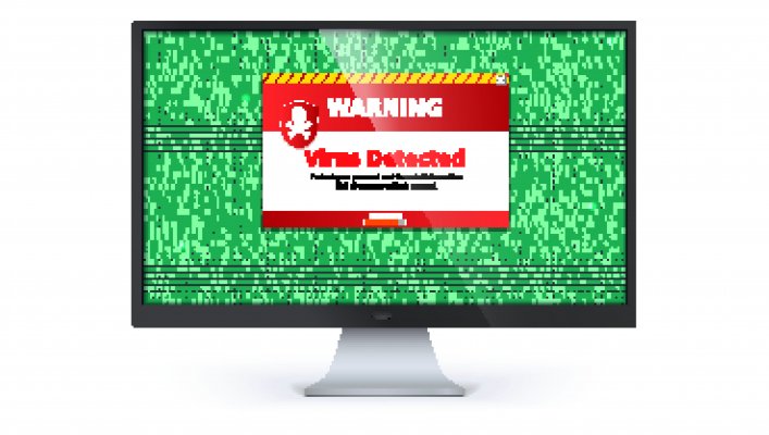 Virus infection on computer screen