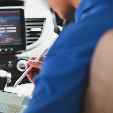Image of person working on tablet with vpn