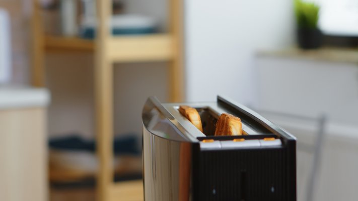 Metal two slice toaster.