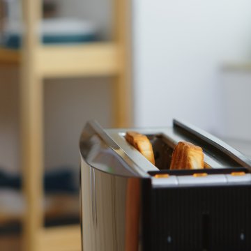 Metal two slice toaster.