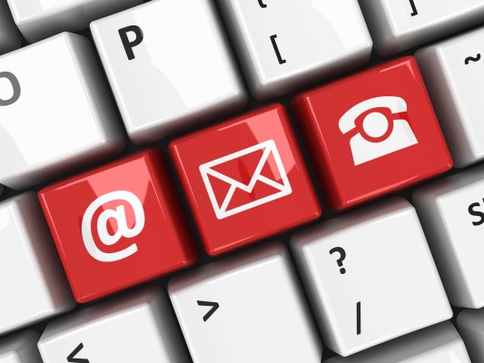 Red keys showing fax and internet signs