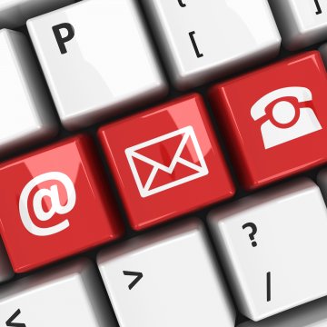 Red keys showing fax and internet signs