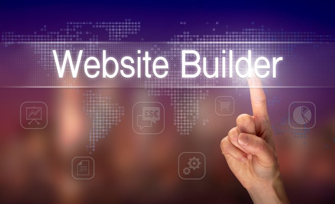 jimdo website builder finger pointing at website builder text