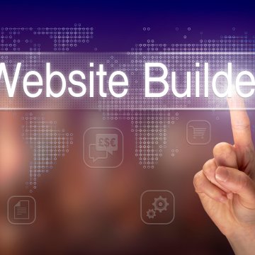 jimdo website builder finger pointing at website builder text