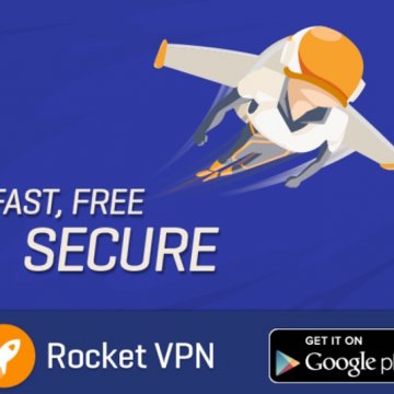 rocket vpn logo blue background cartoon vpn services