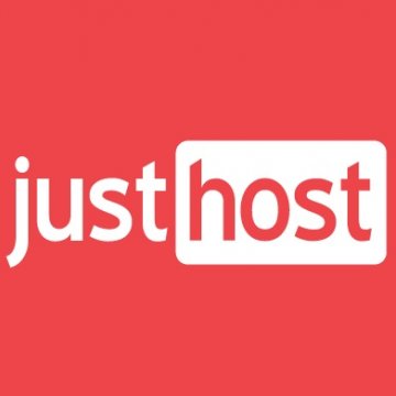 web hosting justhost logo red background