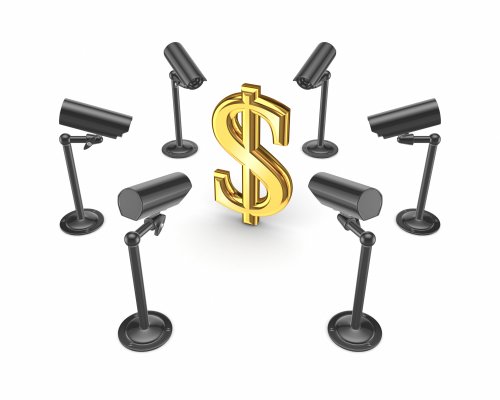 dollar sign monitored by cameras credit monitoring services myfico