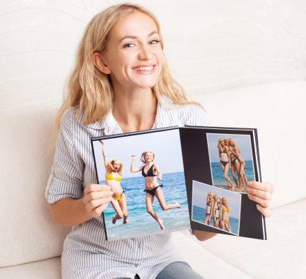 woman holding photo book, adorama pix, photo book