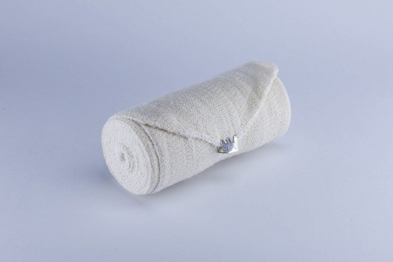 rolled up gauze from a first aid kit