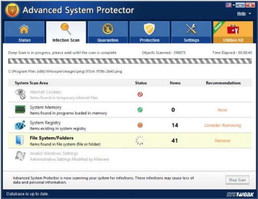 advanced system protect software screenshot