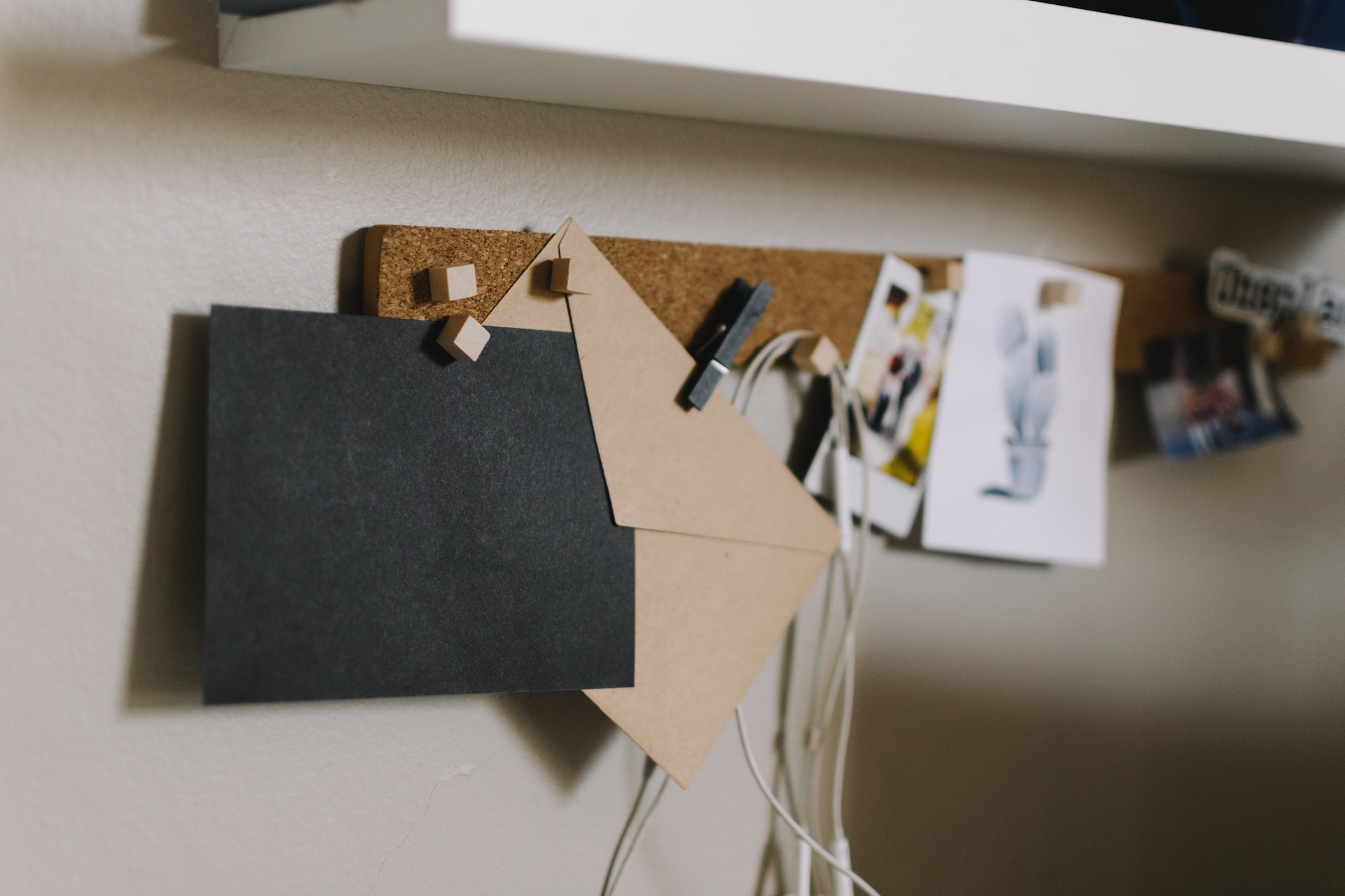 pegboard setup to organize loose papers and mail