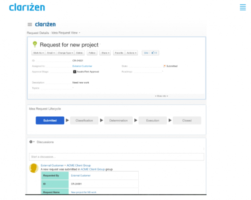 clarizen, my projects window, project management