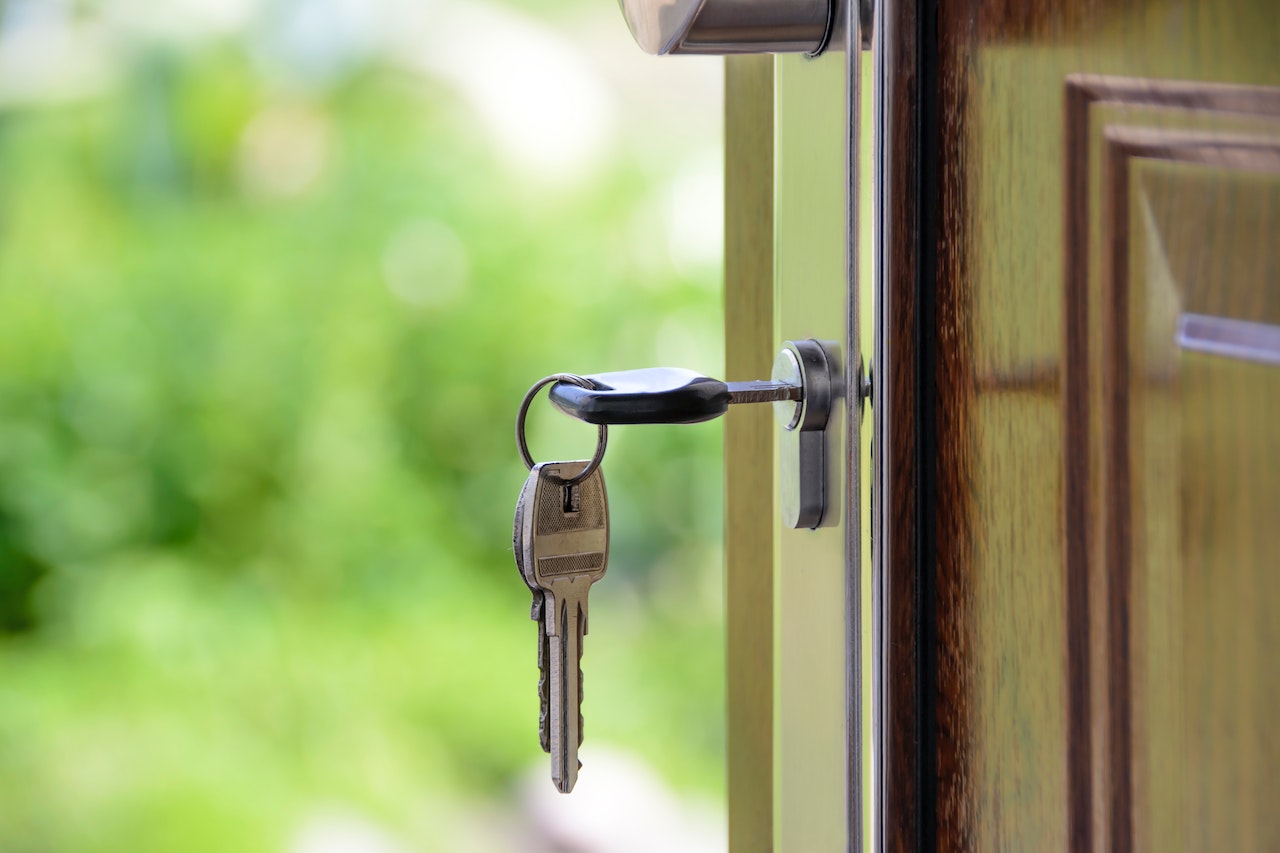 door open with keys in the lock