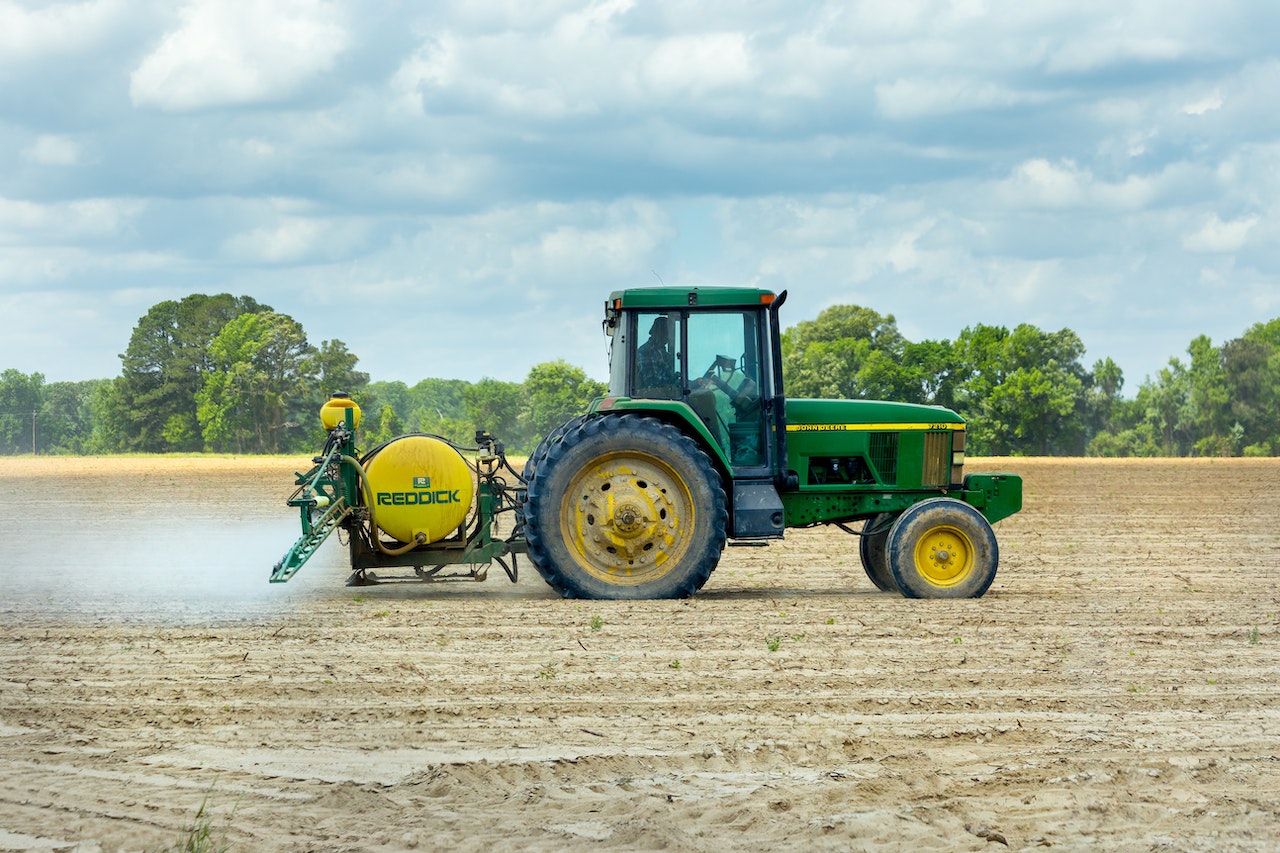 tractor spraying crops