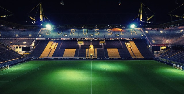 lit up stadium