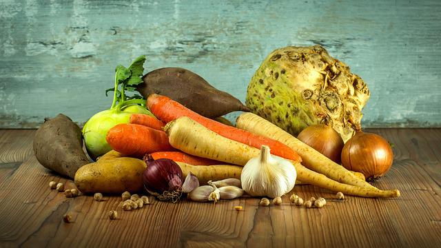 vegetables laid out on a table