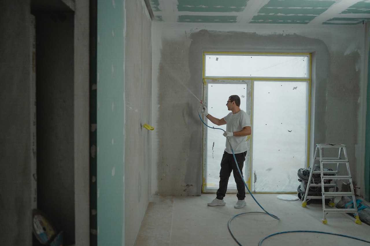 sanding drywall in a renovation