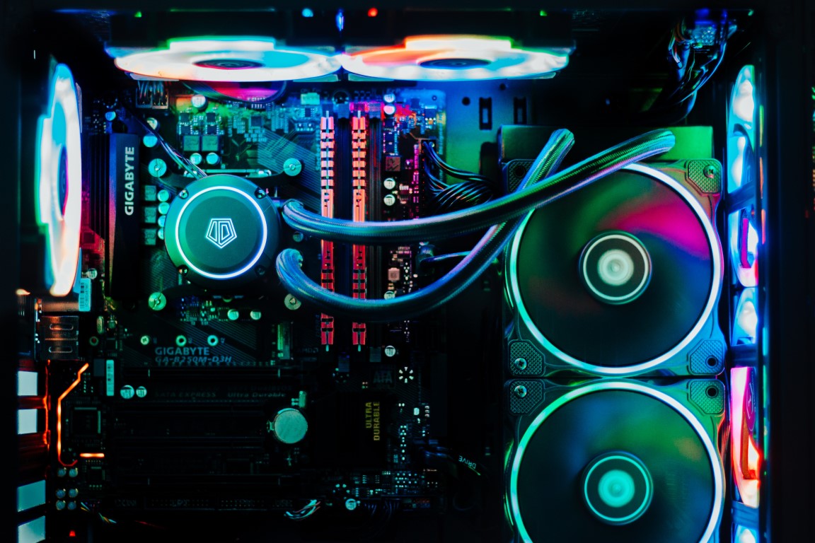 internal neon setup of a gaming computer