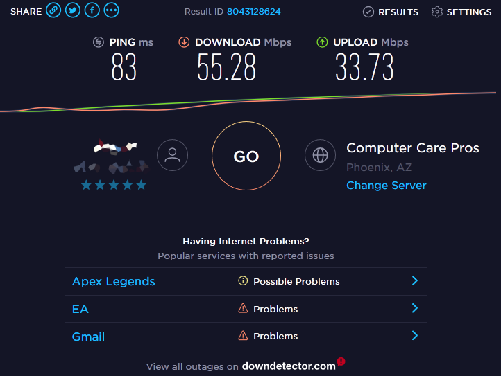 IPVanish speed test 2