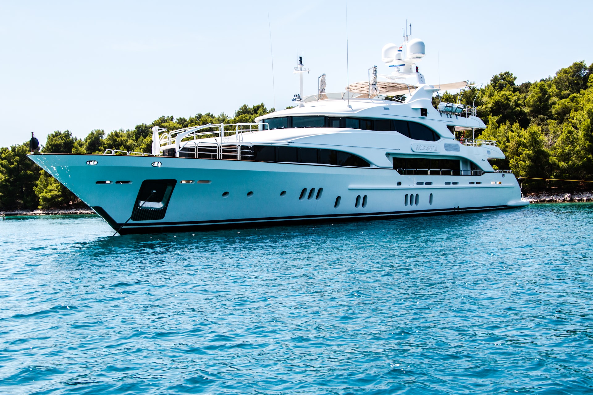 a large boat in a bay