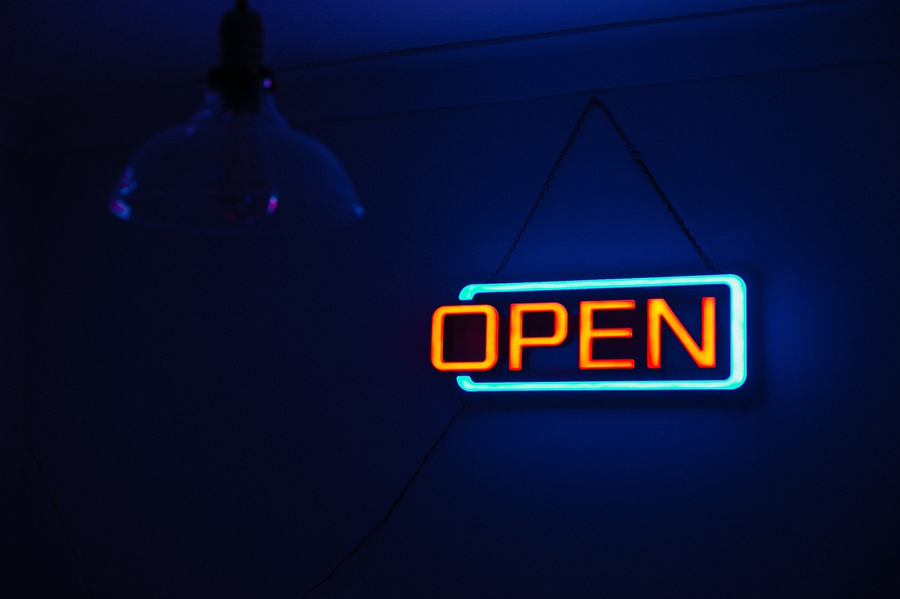 lit up neon open sign