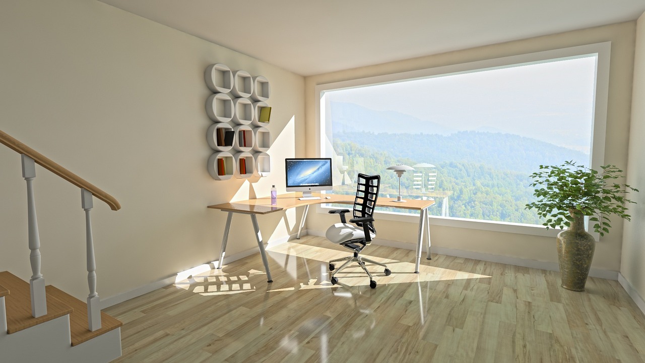 large window to let the sun into an open office