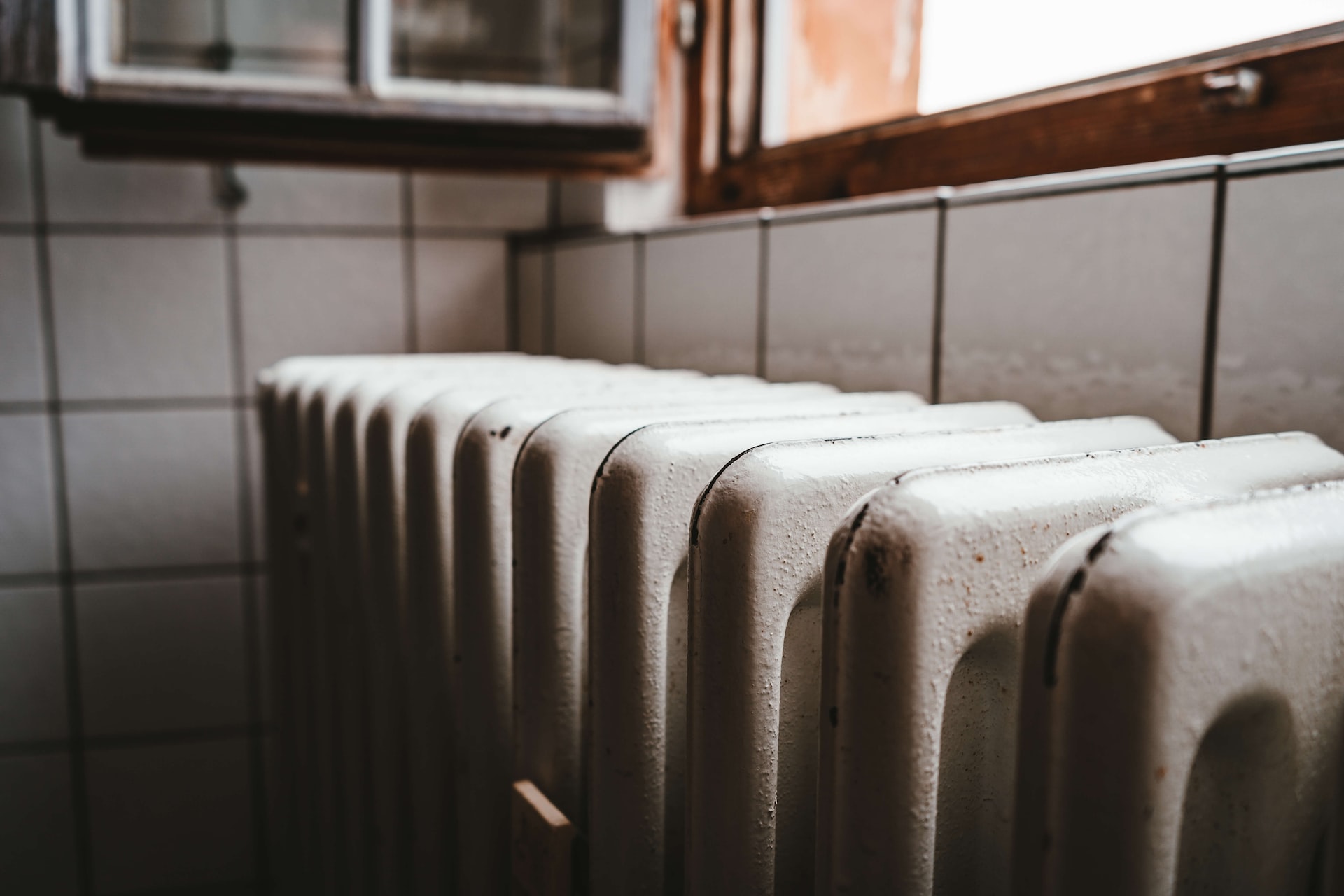 light colored radiator in a washroom