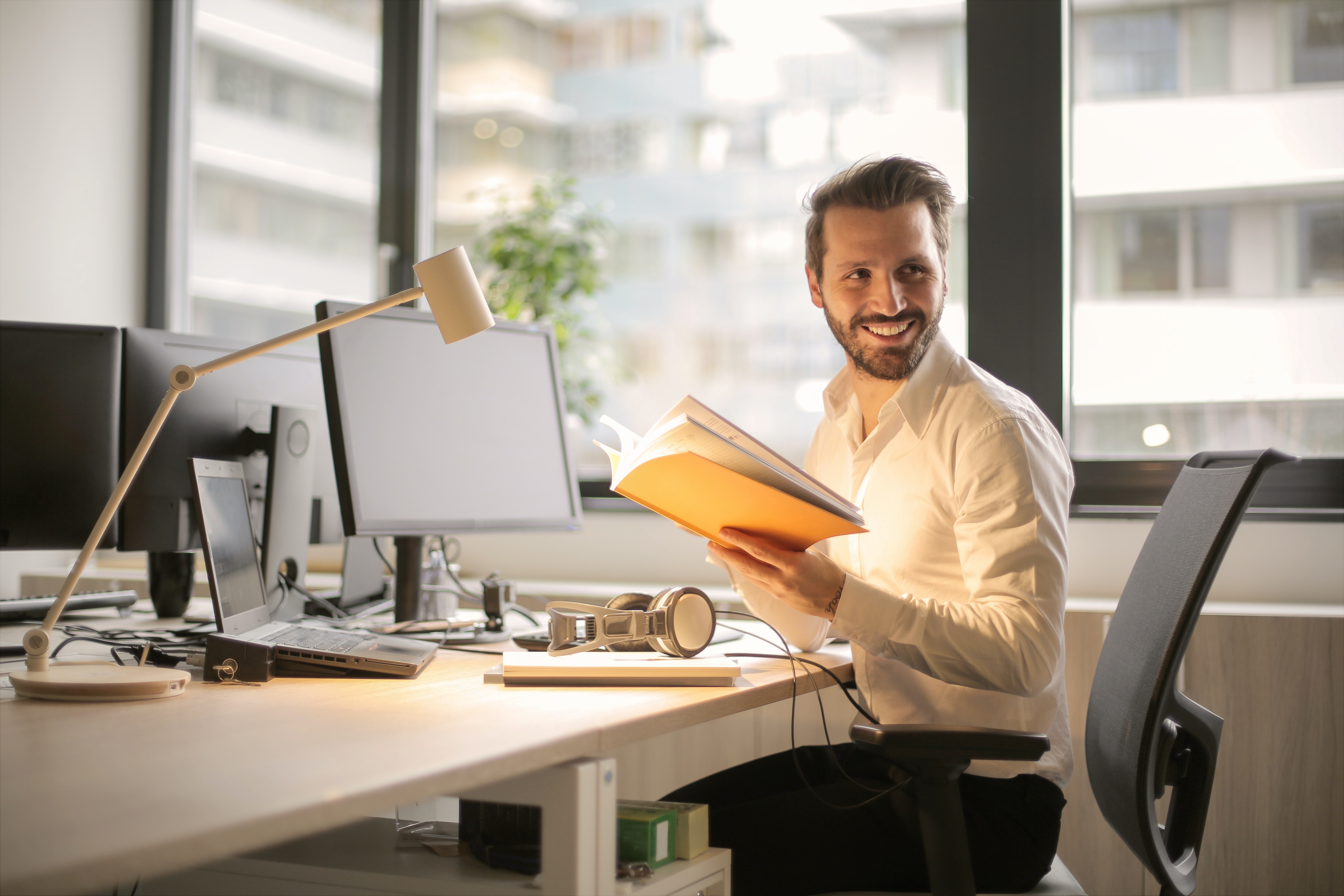 person at desk