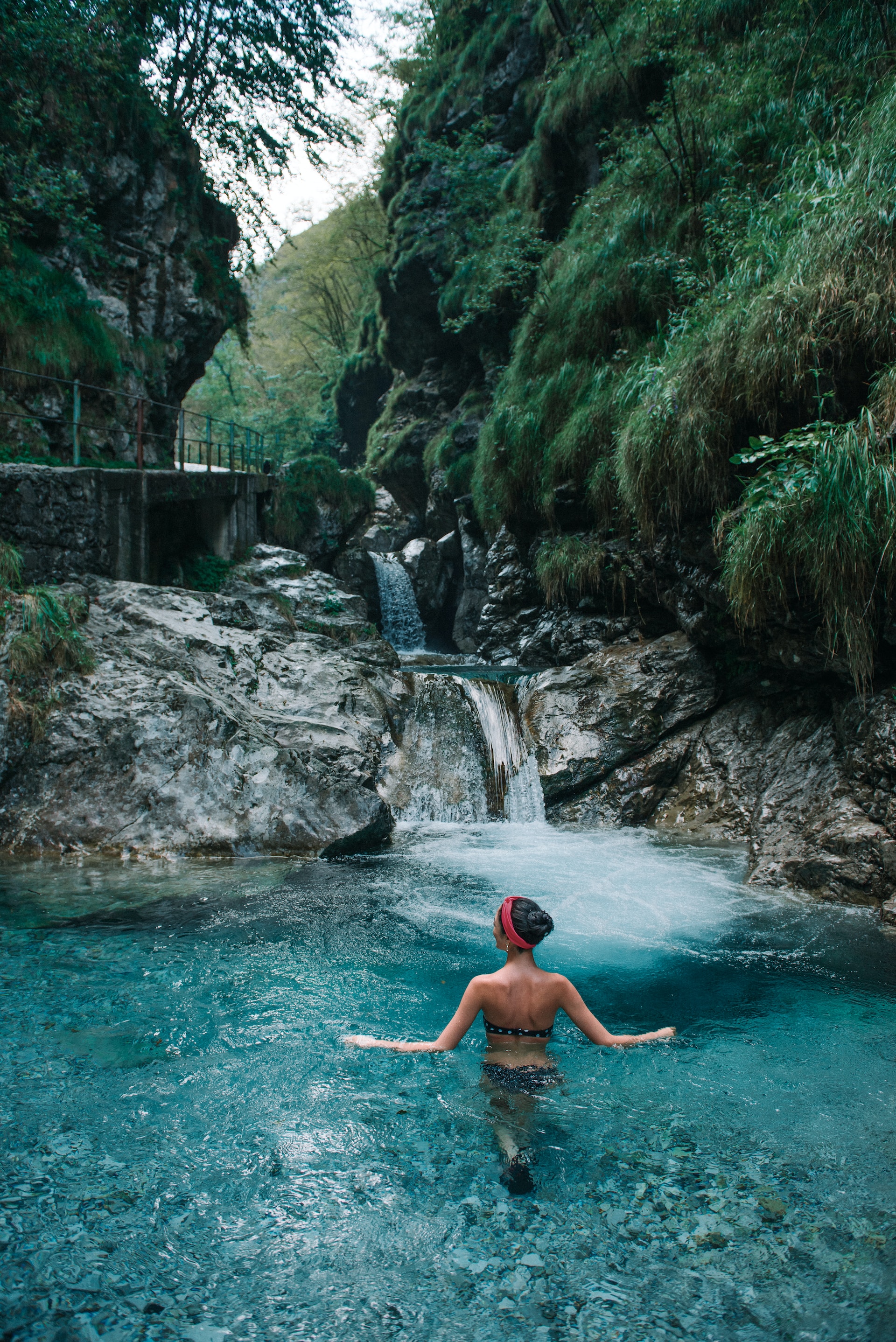 wading in some water on vacation