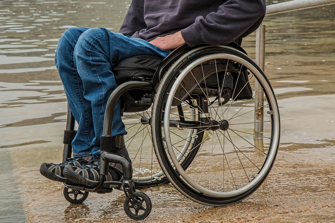 person in a wheelchair on a path