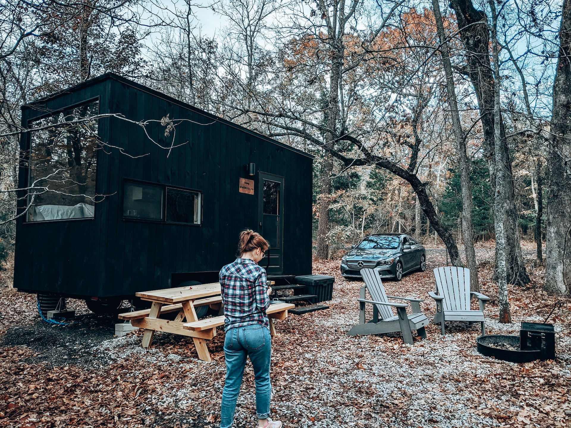 tiny home out in the woods