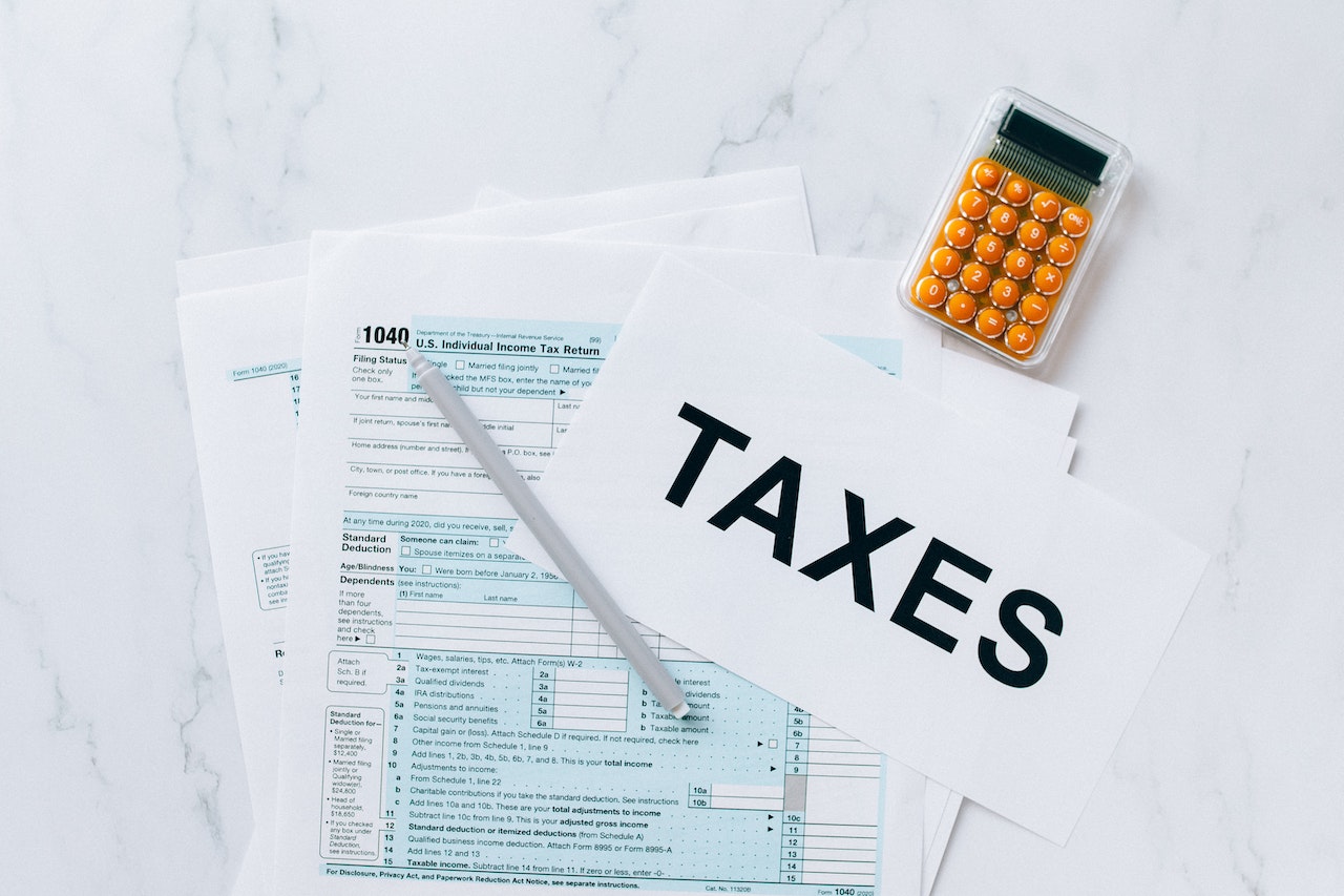 a tax form on a desk