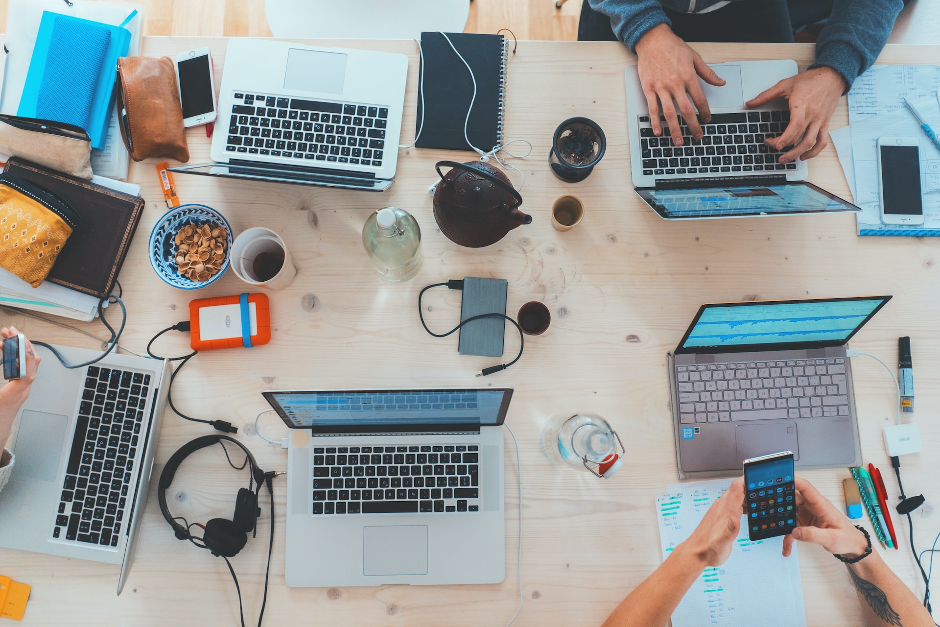 laptops on a work desk