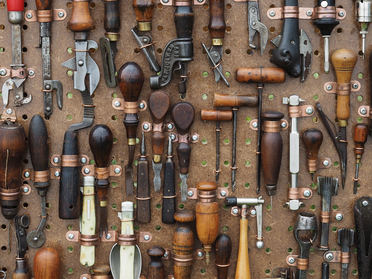 tools displayed in a shed for easy access