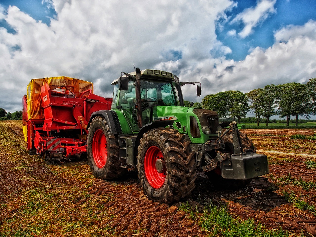 green tractor in a field