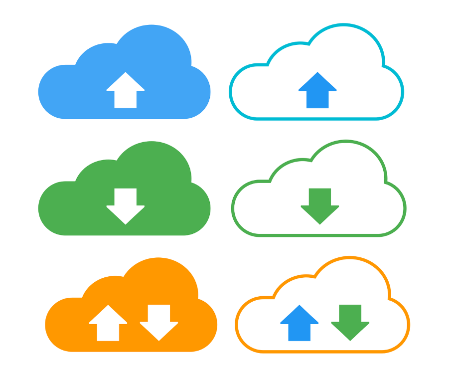 cloud icons with data transfer