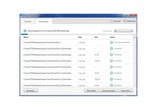 Amazon Cloud Drive online backup screenshot