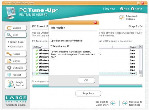 PC Tune-Up registry cleaners screenshot