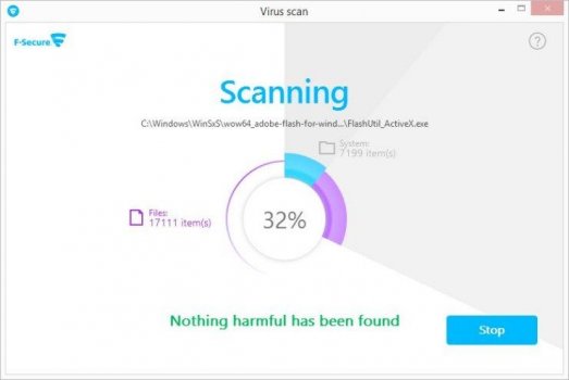 f-secure antivirus scan window