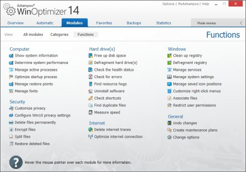 Ashampoo WinOptimizer registry cleaners screenshot