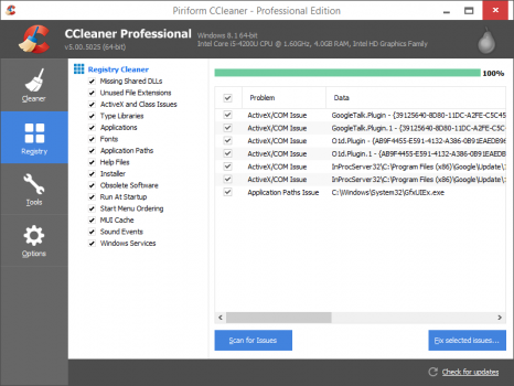 ccleaner registry cleaners screenshot