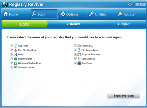 Registry Reviver registry cleaners screenshot
