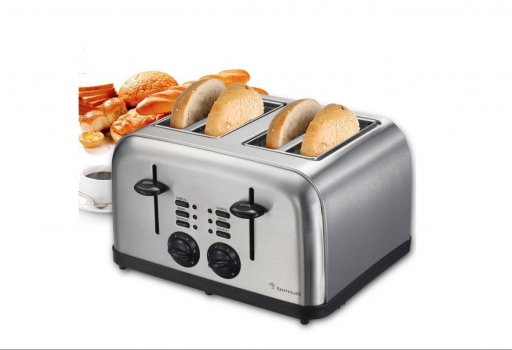 Bonsaii T866 4-Slice pop-up toaster stainless steel