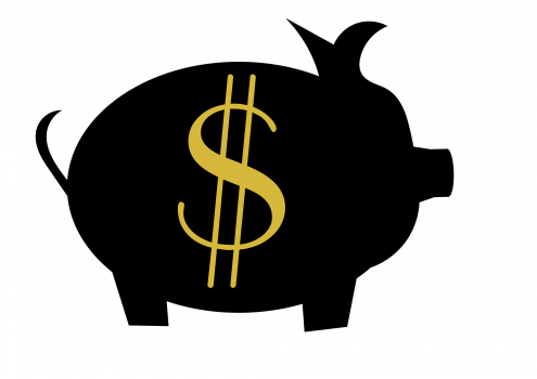 black piggy bank with dollar sign, curadebt, debt consolidation