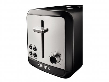 Krups Savoy KH3110 black and stainless steel pop-up toaster controls lever