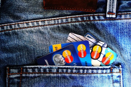 credit cards in back pocket of jeans, credit repair, skyblue